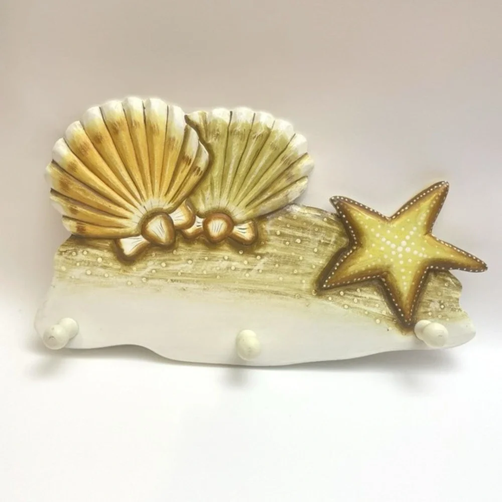 Nautical Seashell Starfish Beach Theme Coat Rack Towel Hanger